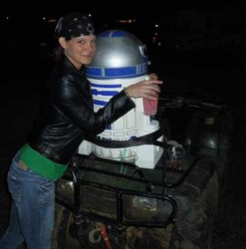 My wife Amber and our fav cooler...R2 never misses a rally.