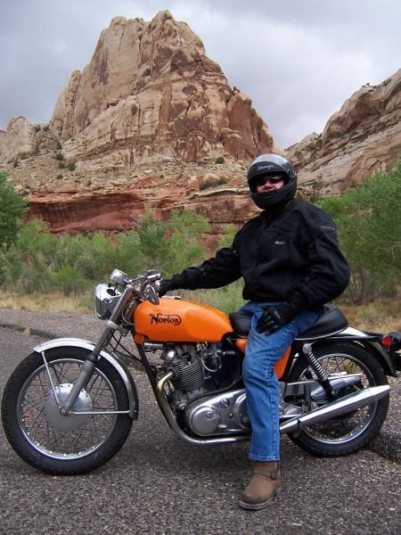 Lonnie on his 1971 Norton Roadster 750